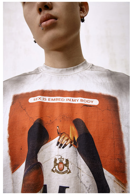 Remedy Inspired Print Washed Aged Tee | Face 3 Face