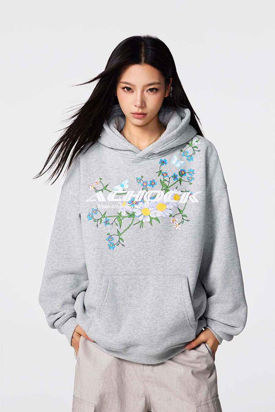 Puff print hoodies | Achock Foam Printed Flower Hoodie | Face 3 Face