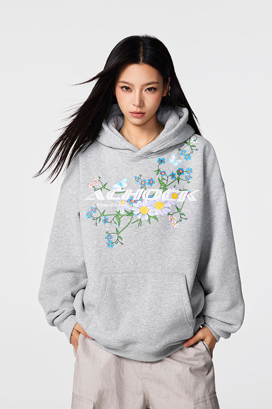 Puff print hoodies | Achock Foam Printed Flower Hoodie | Face 3 Face