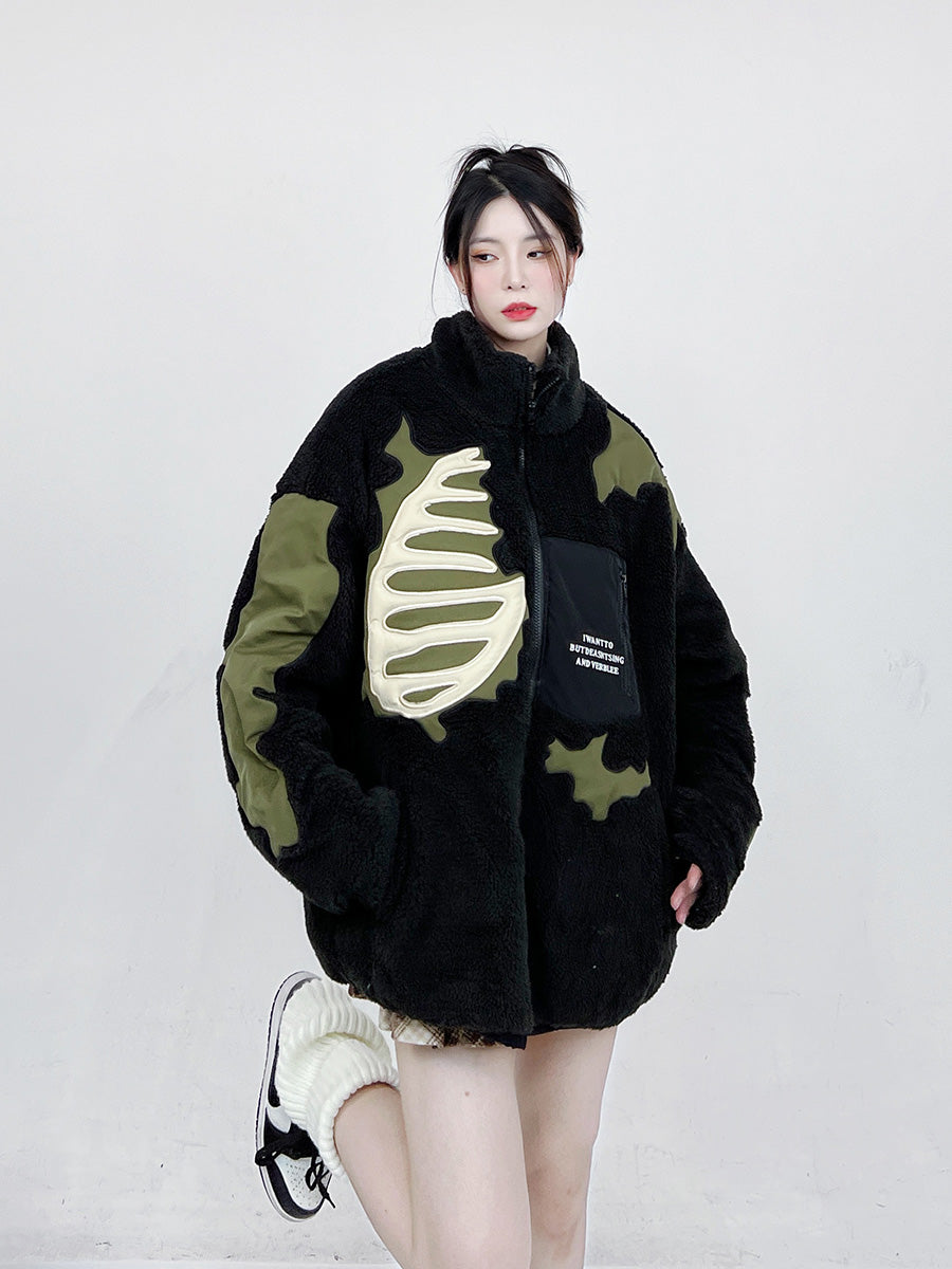 F3F Select Skeleton Sherpa Fleece Boa Jacket