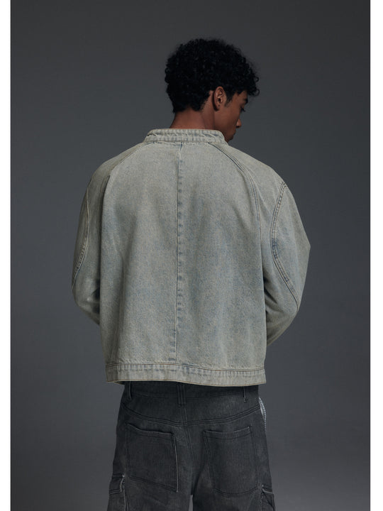 NOVACAM Washed Heavy-Duty Short Work Denim Jacket | Face 3 Face