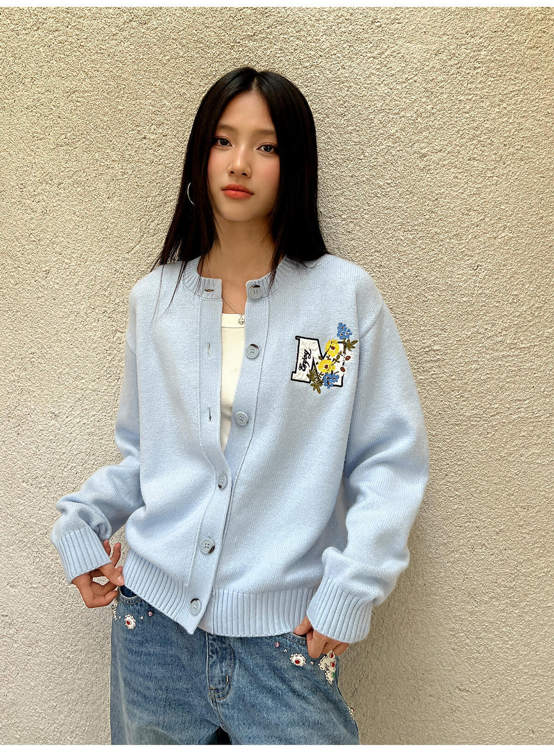 MEDM Floral Embroidered Knit Cardigan | Face 3 Face