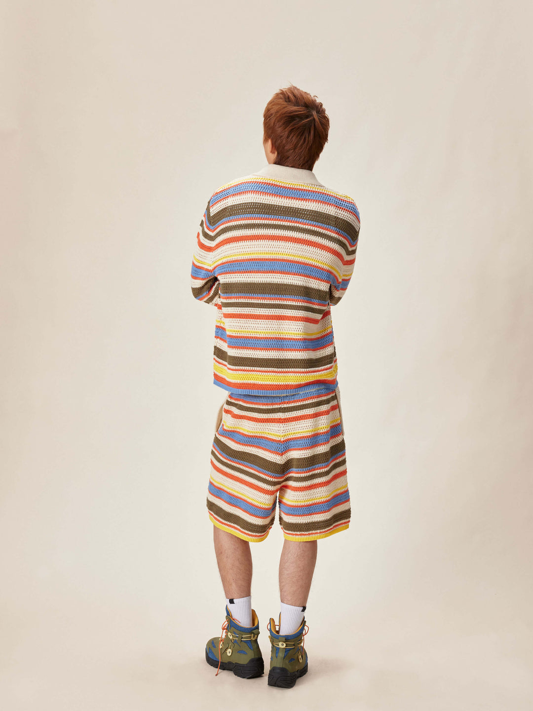 EVILKNIGHT(EK) Multicolor Striped Knit Shorts | Face 3 Face