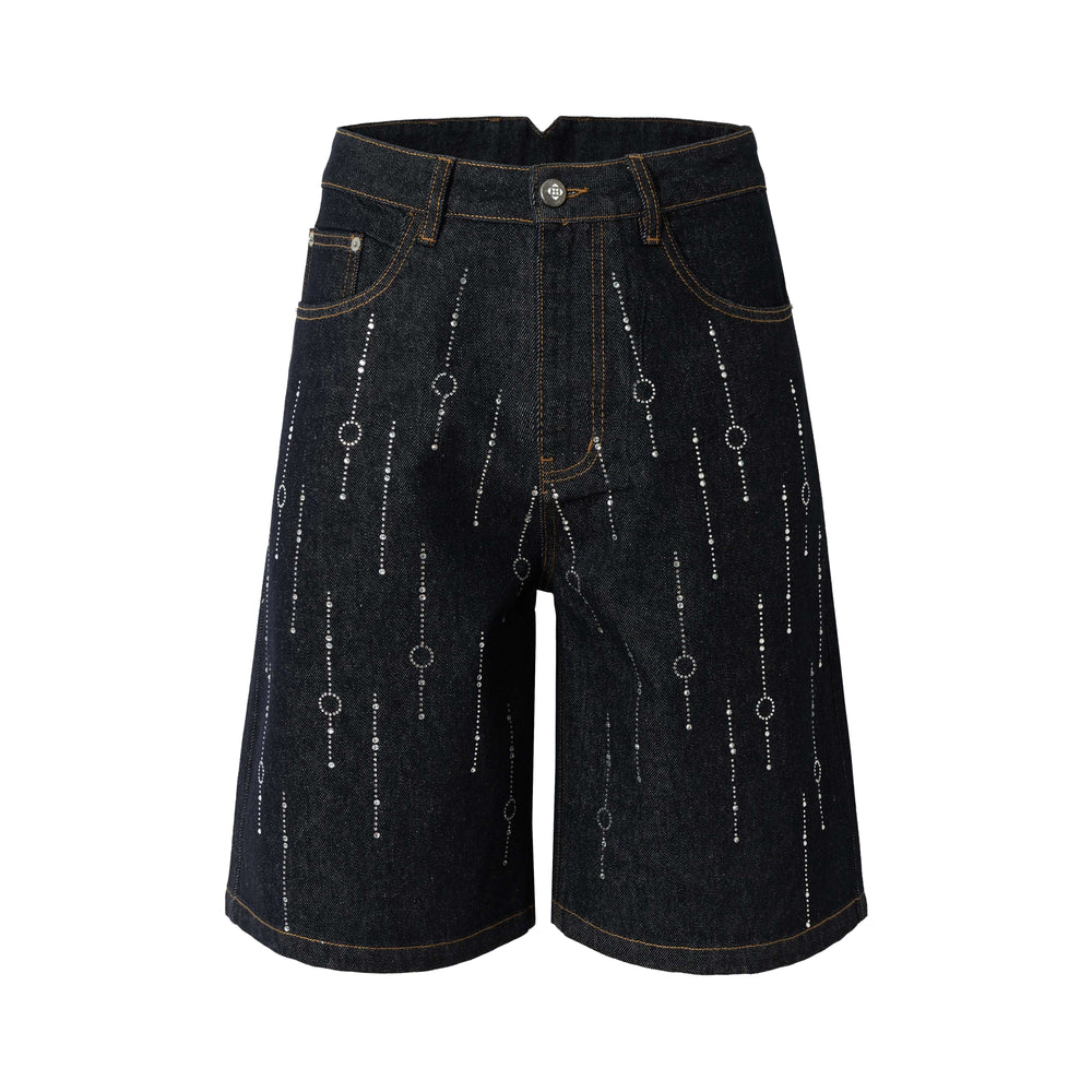 YADcrew Galaxy All Over Rhinestone Denim Shorts | Face 3 Face