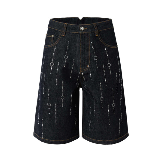 YADcrew Galaxy All Over Rhinestone Denim Shorts | Face 3 Face
