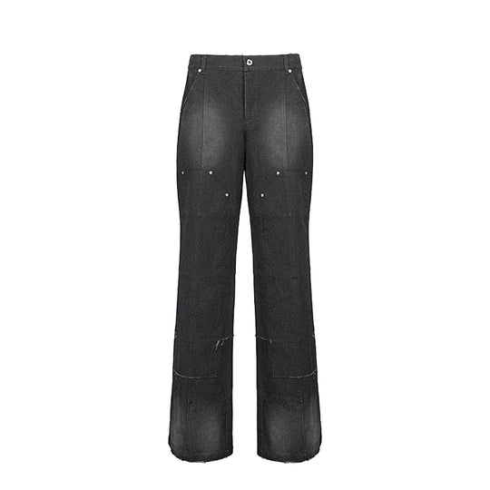UNDERWATER Deconstructed Metal Rivets Canvas Cargo Work Pants