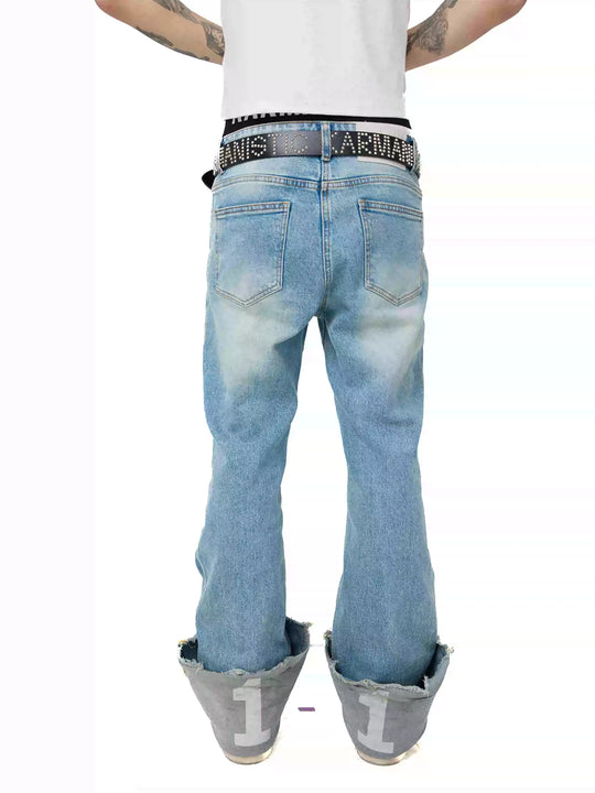 KARMANISTIC Cutoff Washed Flared Jeans | Face 3 Face