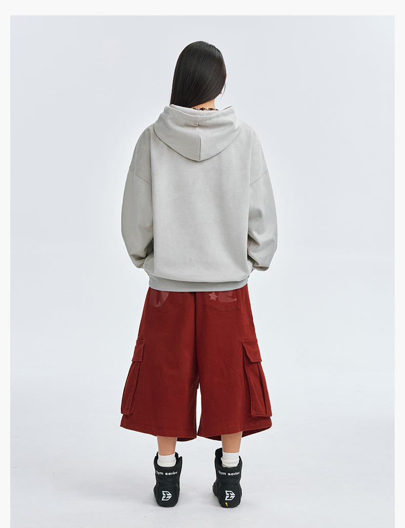 MEDM Basic Letter Logo Suede Hoodie | Face 3 Face