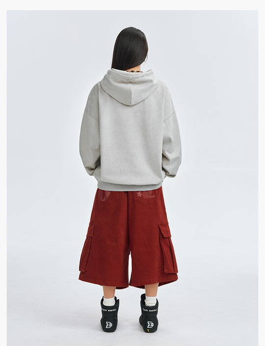 MEDM Basic Letter Logo Suede Hoodie | Face 3 Face