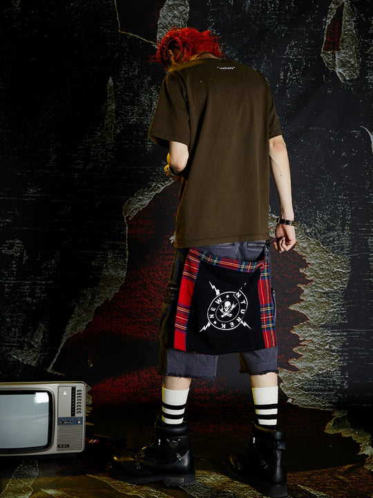 VENTUREK Red Tartan Check Punk Rock Bum Flap | Face 3 Face