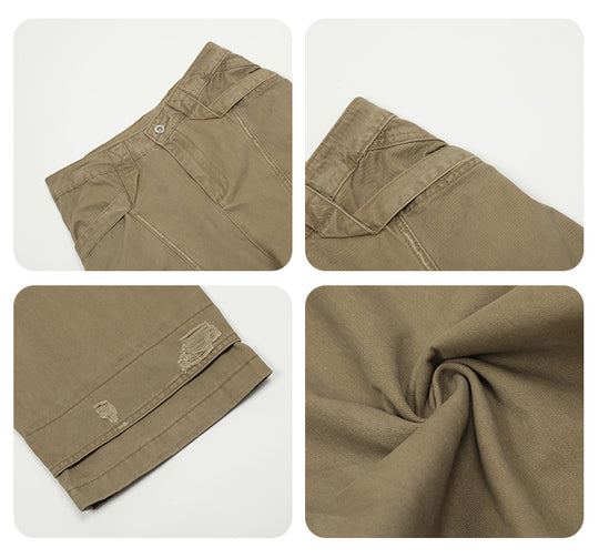 F3F Select Khaki Baggy Vertical Cut Work Pants | Face 3 Face