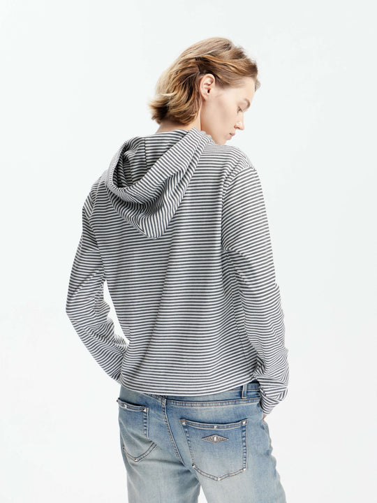 KARMANISTIC Glitter Lettering Striped Zip Up Hoodie | Face 3 Face