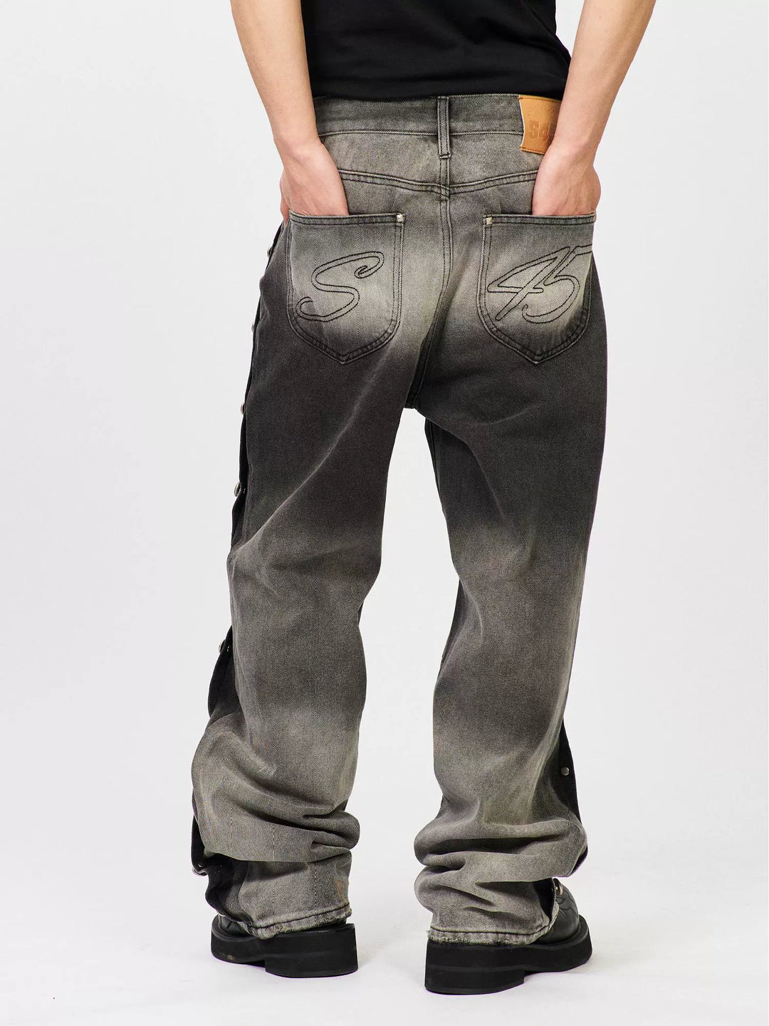 S45 Gradient Washed Metal Button Jeans | Face 3 Face