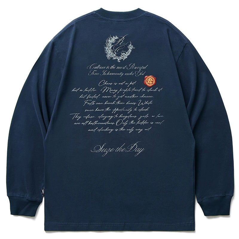 Remedy Wax Seal Handwritten Letter Print Long Sleeve Tee | Face 3 Face