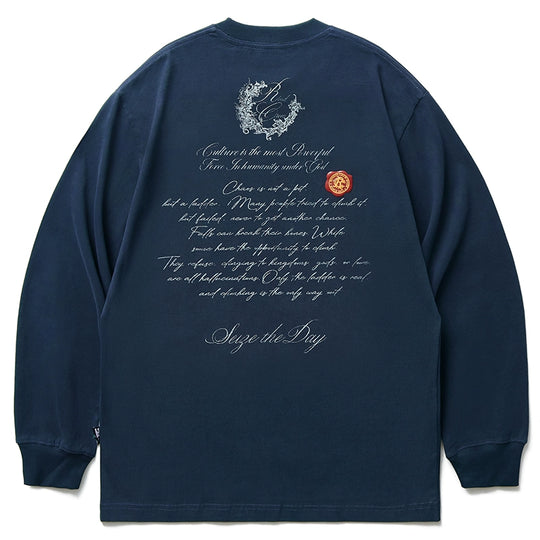 Remedy Wax Seal Handwritten Letter Print Long Sleeve Tee | Face 3 Face