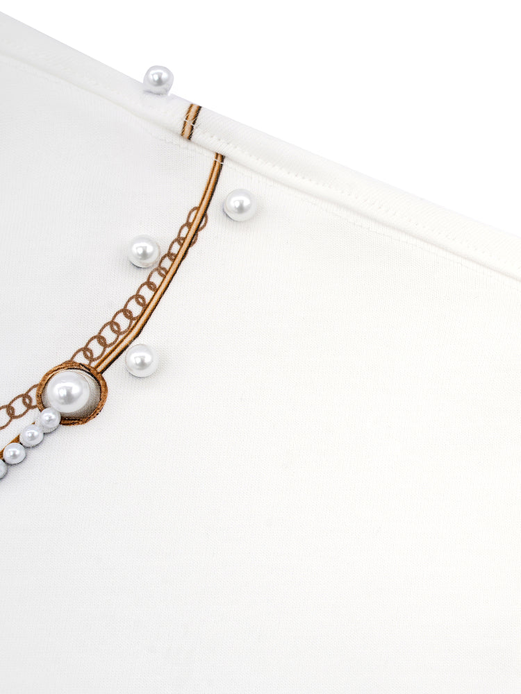 Small Town Kid 3D Digital Turquoise Pearl Necklace Print Tee | Face 3 Face