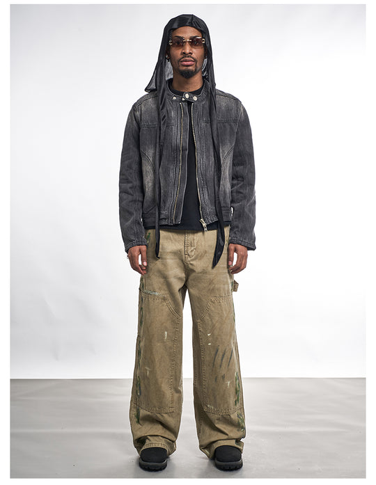 F3F Select Scratched Ink Distressed Double Knee Work Pants | Face 3 Face