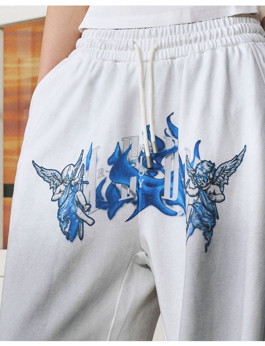 MEDM Skeleton Angel Graphic Print Washed Baggy Sweatpants | Face 3 Face