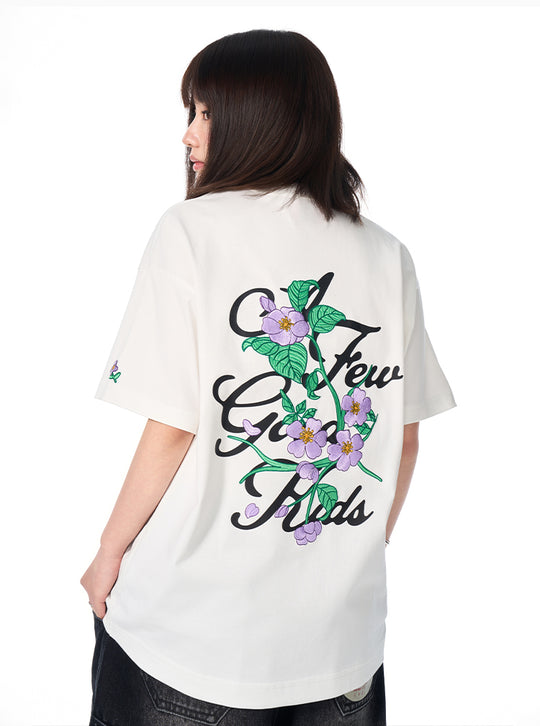 AFGK Flower Embroidered Logo Print Tee | Face 3 Face