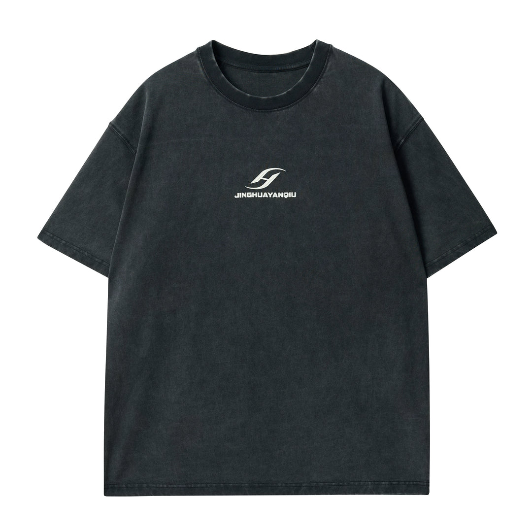 JHYQ Basic Logo Print Washed Tee | Face 3 Face