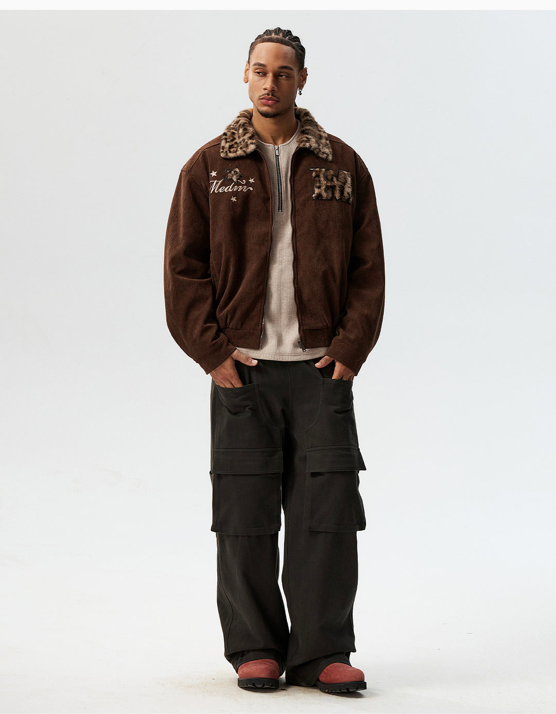 MEDM Leopard Fur Collar Corduroy Jacket | Face 3 Face