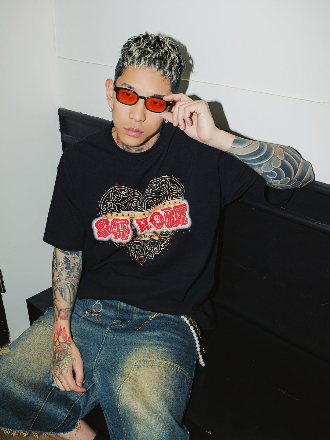 S45 Love Heart Rhinestone Tee | Face 3 Face