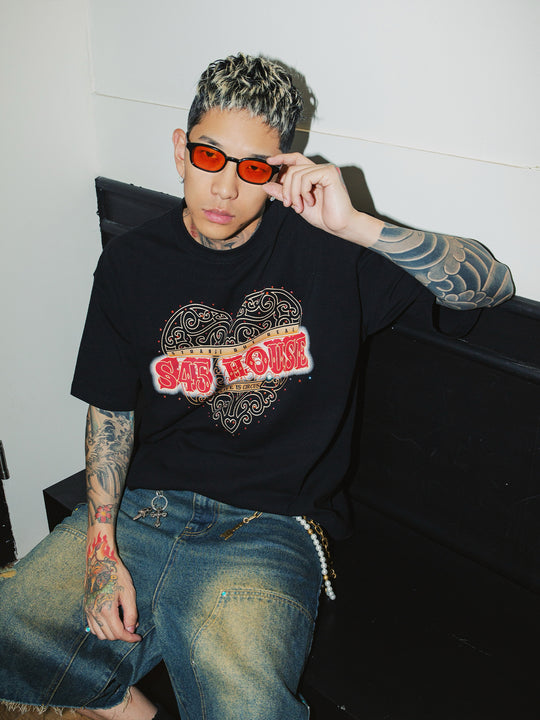 S45 Love Heart Rhinestone Tee | Face 3 Face