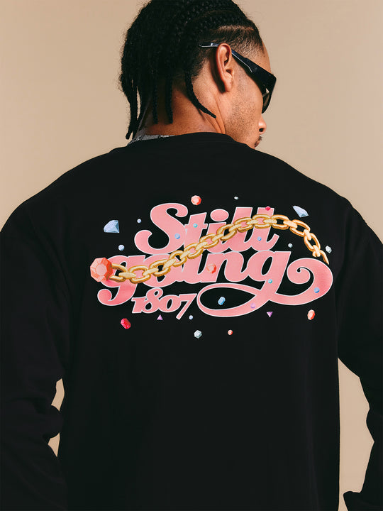 1807 Still Going Diamond Logo Print Long Sleeve Tee | Face 3 Face