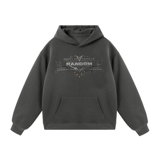 JHYQ RANDOM Letter Print Studded Hoodie | Face 3 Face