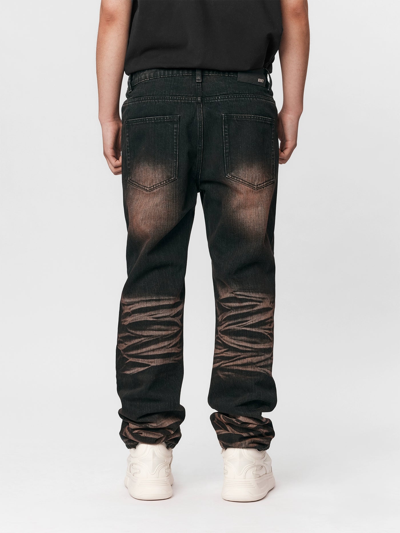 1807 Jet Red Whiskers Washed Jeans | Face 3 Face