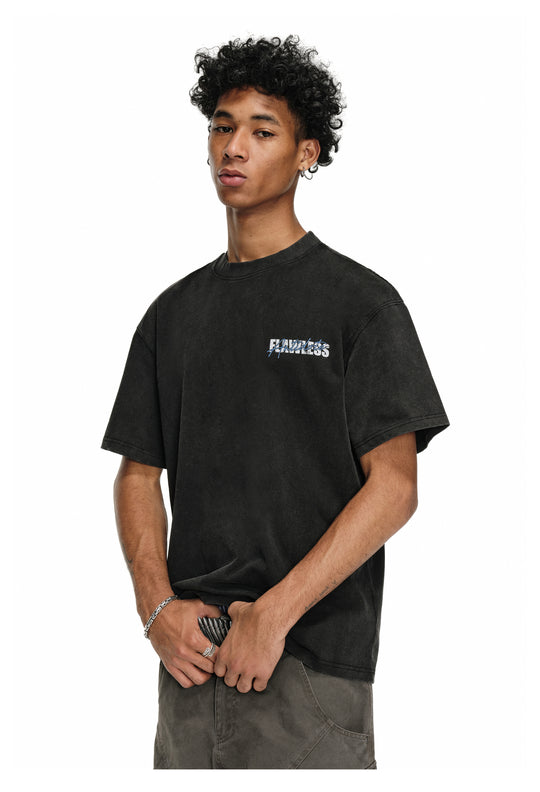 ANTIDOTE Blue Slogan Washed Tee | Face 3 Face