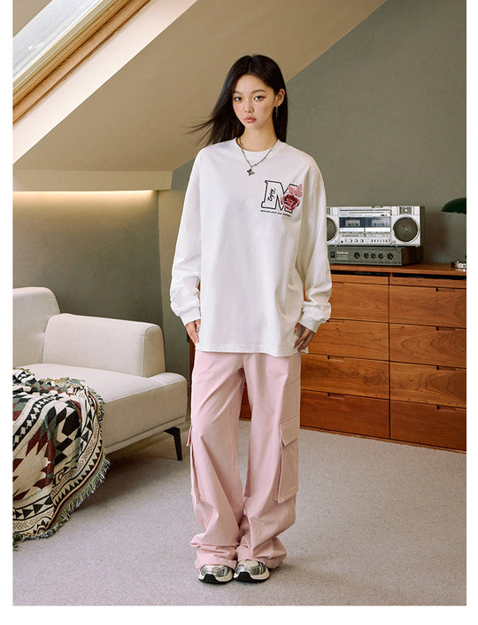 MEDM Butterfly Flower Embroidered Long Sleeve Tee | Face 3 Face