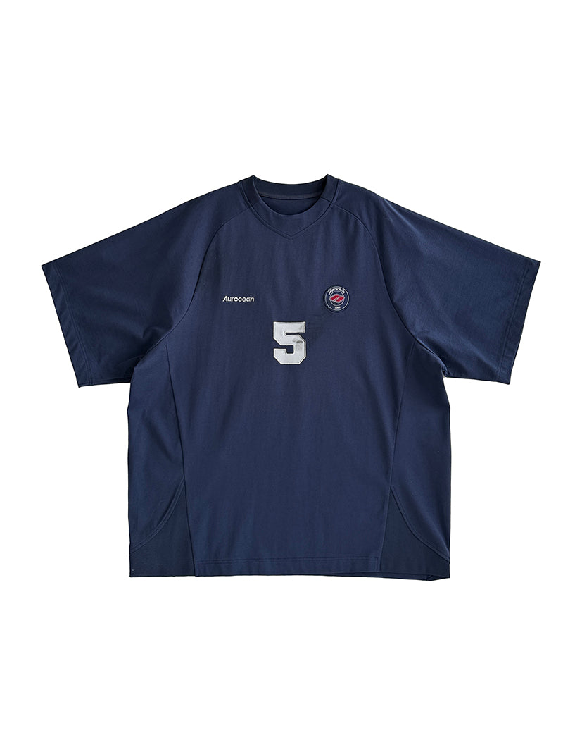 Aurocean Dirty Dye Aged Vintage Patch Embroidered Soccer Jersey Tee | Face 3 Face