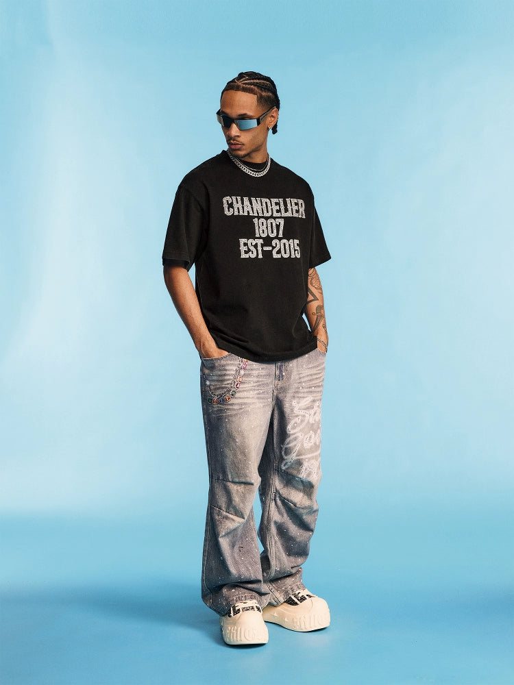 1807 SWAROVSKI Crystal Diamond Print Washed Tee | Face 3 Face