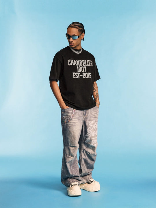 1807 SWAROVSKI Crystal Diamond Print Washed Tee | Face 3 Face