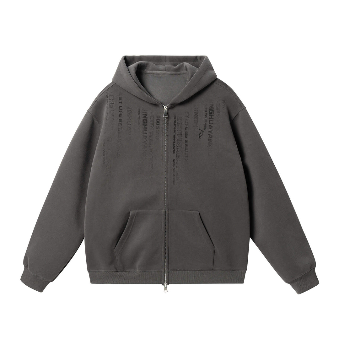 JHYQ Vertical Code Print Double Zipper Hoodie | Face 3 Face
