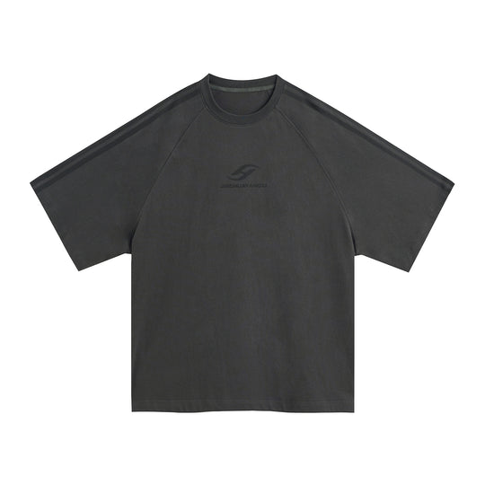 JHYQ Striped Shoulder Logo Printing Tee