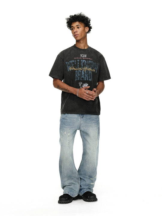 ANTIDOTE Destruction Scratches Washed Ice Blue Jeans | Face 3 Face