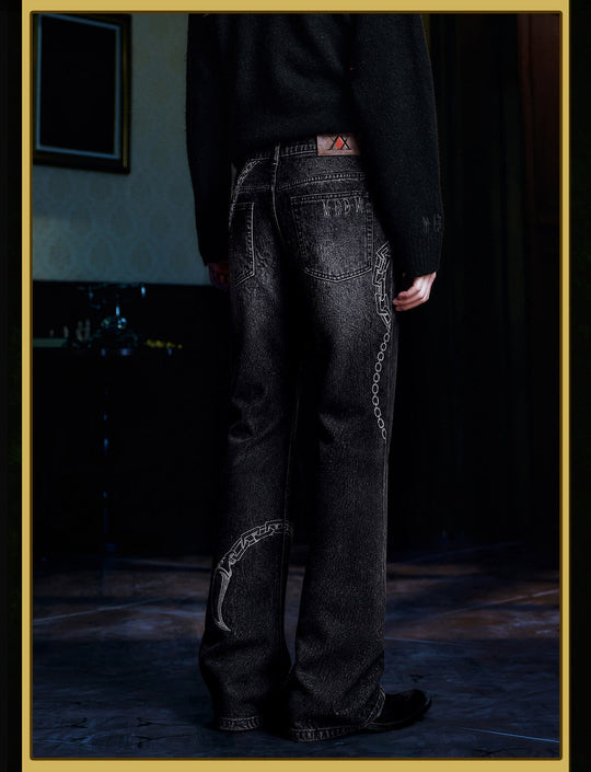 MEDM × HUNTER×HUNTER Kurapika Chain Embroidered Jeans