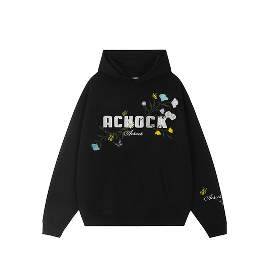 Puff print hoodies | Achock Flowers & Butterflies Embroidered Hoodie | Face 3 Face