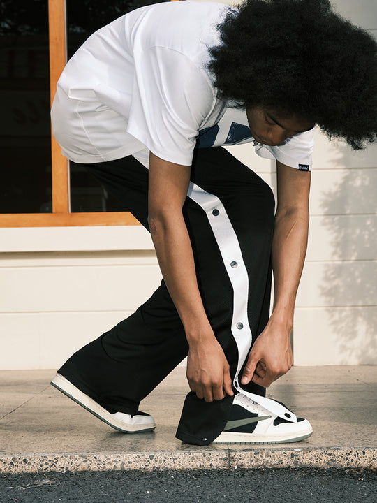 JUST VIBE Side Button Mesh Track Pants | Face 3 Face