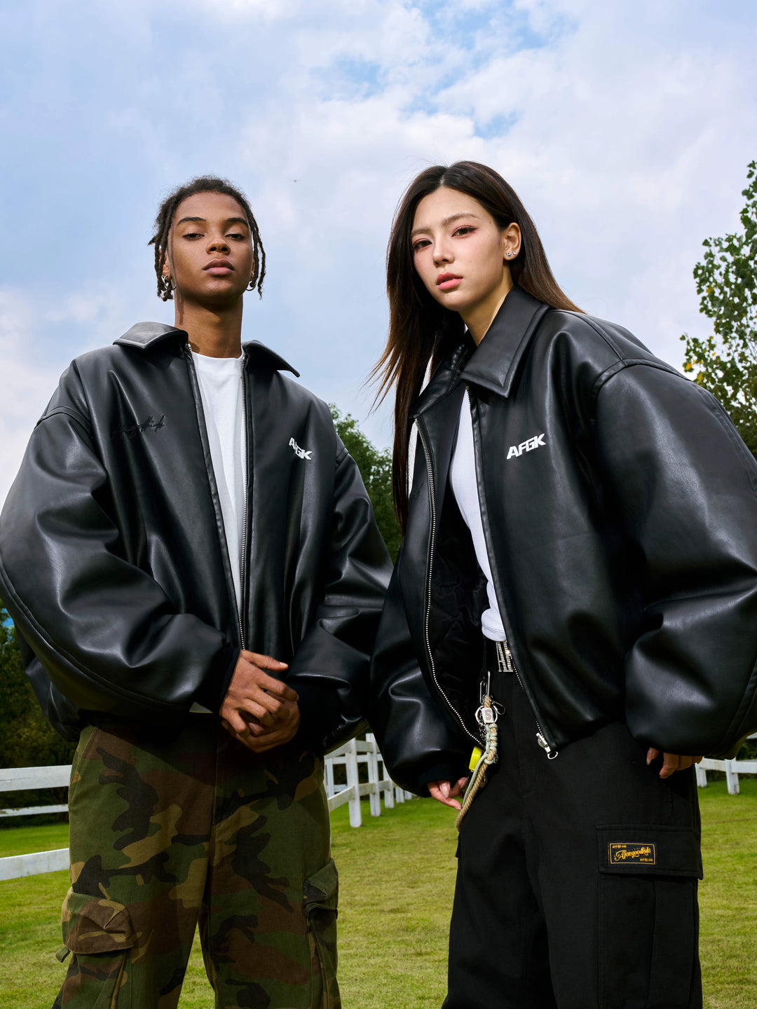 AFGK Embroidered Leather Short Bomber Jacket | Face 3 Face