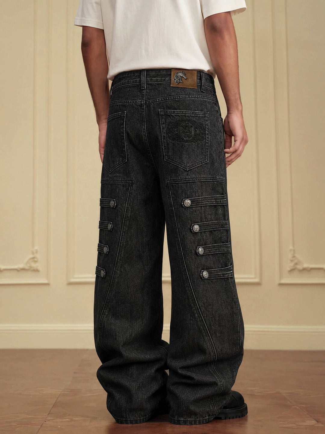 YADcrew Side Napoleon Strap Washed Jeans | Face 3 Face