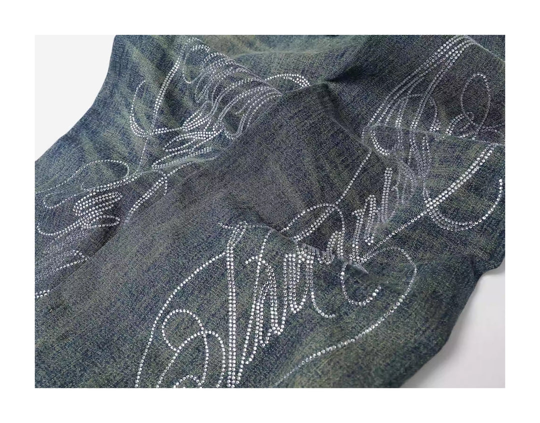 KARMANISTIC Washed Distressed Rhinestone Baggy Jeans | Face 3 Face
