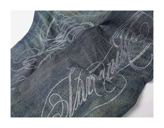 KARMANISTIC Washed Distressed Rhinestone Baggy Jeans | Face 3 Face