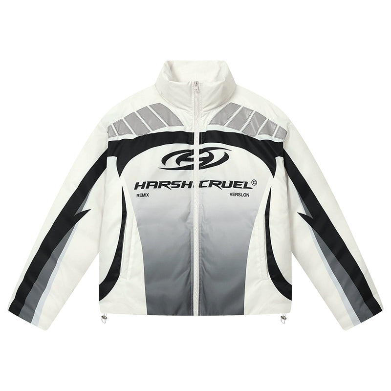 Harsh and Cruel Color Blocked Gradient Racing Down Jacket | Face 3 Face