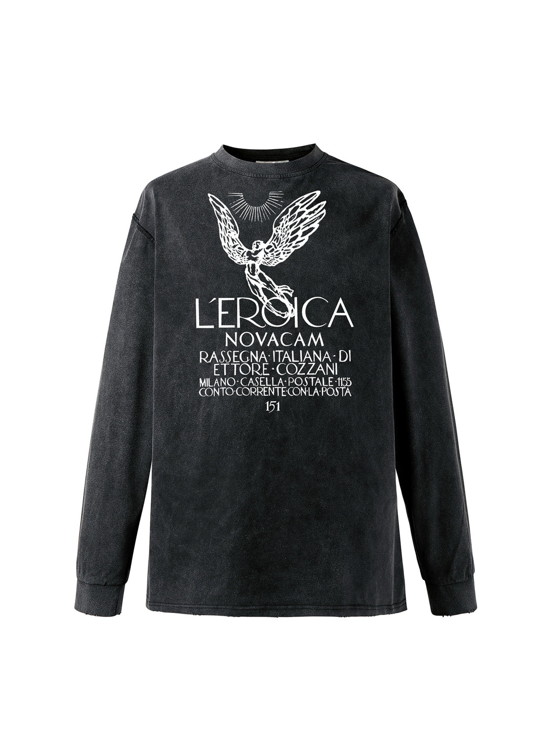 NOVACAM Angel Print Vintage Washed Backstitch Long Sleeve Tee | Face 3 Face