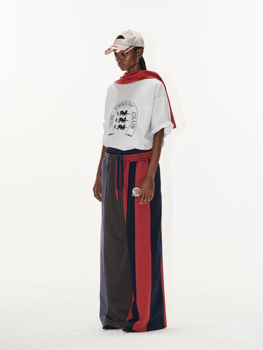 Double-Waist Color-Blocked Patchwork Sweatpants | Face 3 Face