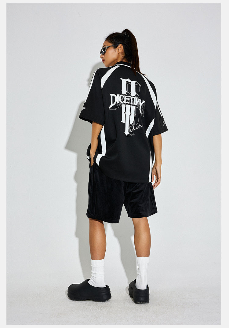 DICETINY Floral Logo Print Soccer Jersey Polo Shirt | Face 3 Face