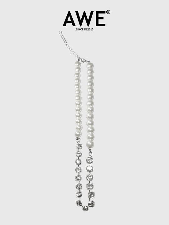 AWE Pearl Rhinestone Chain Necklace | Face 3 Face